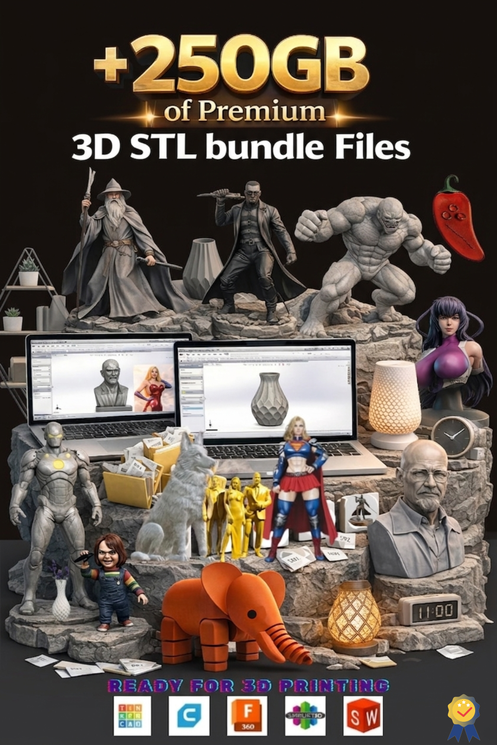 +250GB of Premium 3D STL bundle Files